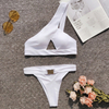 Wholesale Two Pieces Swimsuit Single Shoulder White Black Bikin Set