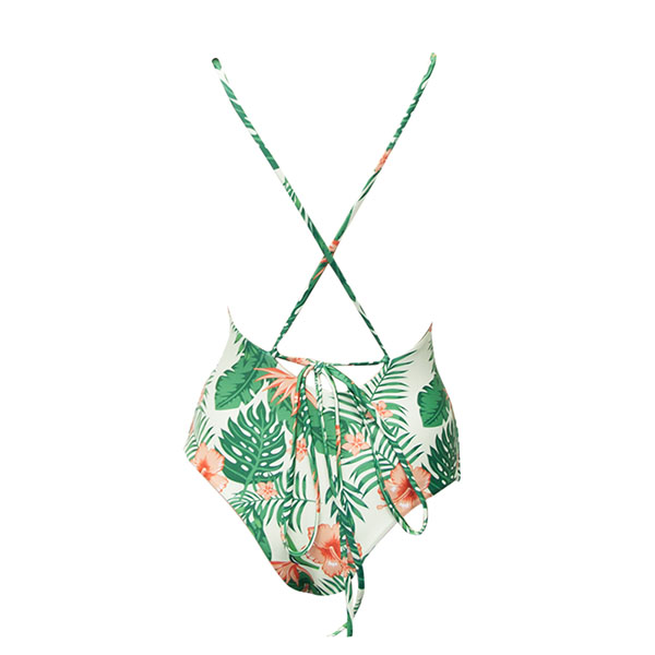 Olive Green Floral One Piece Swimsuit Bikini