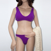  Costom purple low rise two piece swimsuit ribbed v-neck bikini 2020