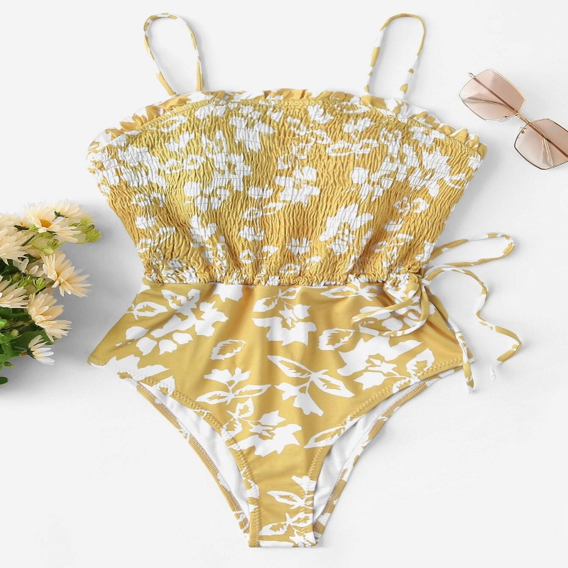 Custom Strappy Floral One Piece Swimsuit 2020