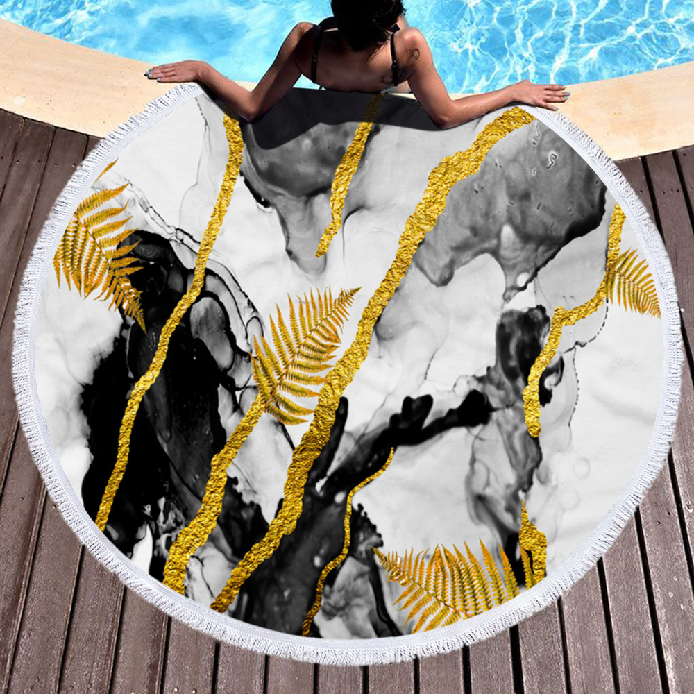 Factory Mixed Colored Marble Quick Dry Round Microfiber Beach Towel 2020