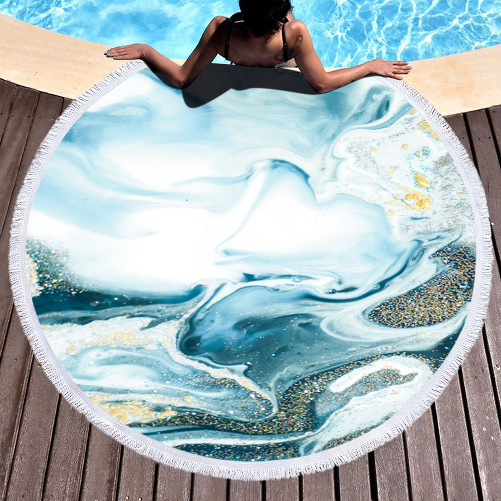 Custom large size Marble Quickly Dry Round Printed Microfiber Beach Towel 2020