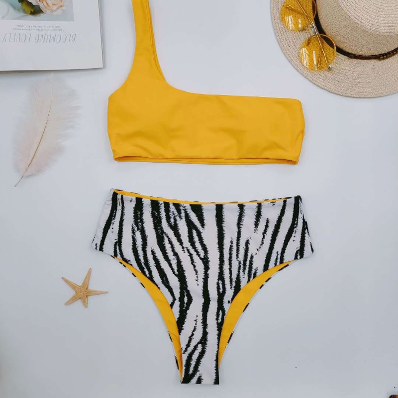Wholesale Three Pieces Swimsuit Single Shoulder Voile Sleeves Sunshine Proof Bikin Set