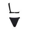 Costom One Shoulder Sexy Black High Leg Two Piece Swimsuit 2020 